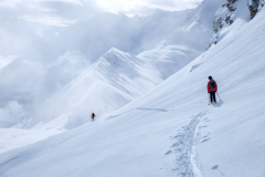 Chris Neate: Dropping in above Campbell Icefield (Co-winner, 2024 Activity in Winter category)