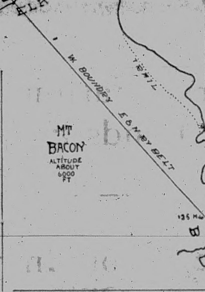 Map showing Mt. Bacon which is now Elk Mountain.
