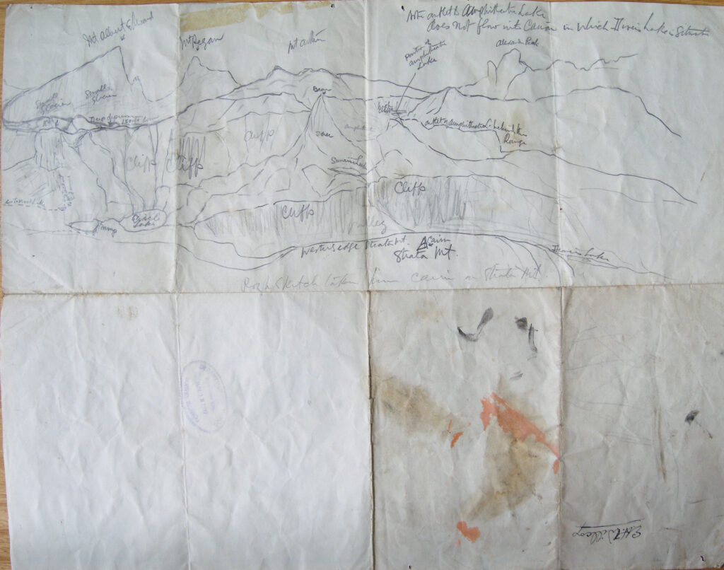Edith Willcox sketch of Forbidden Plateau mountains.