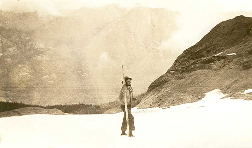 Bill Bell on the Kings Peak Glacier during the survey of 1936