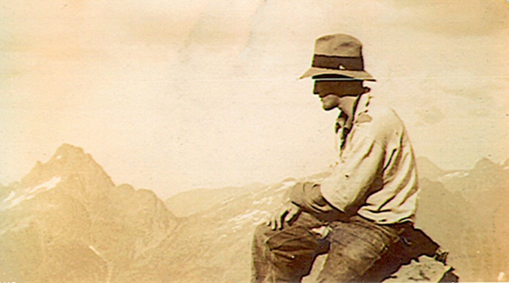 Jack Horbury on the Southeast Peak of Mt. Colonel Foster 1936.