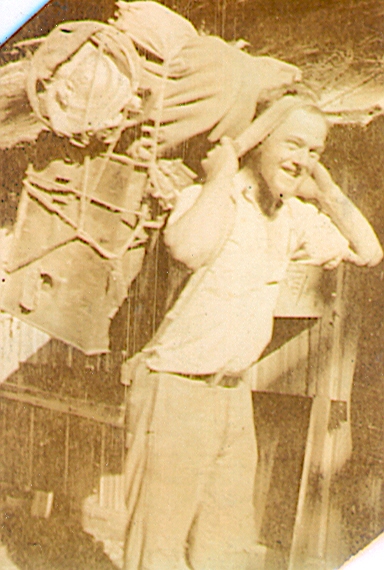 Dan Harris packing survey camp supplies 1937.