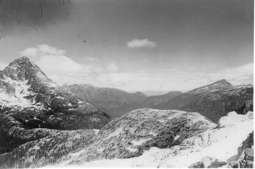 View of The Golden Hinde from Mt. Burman Ridge 1937.