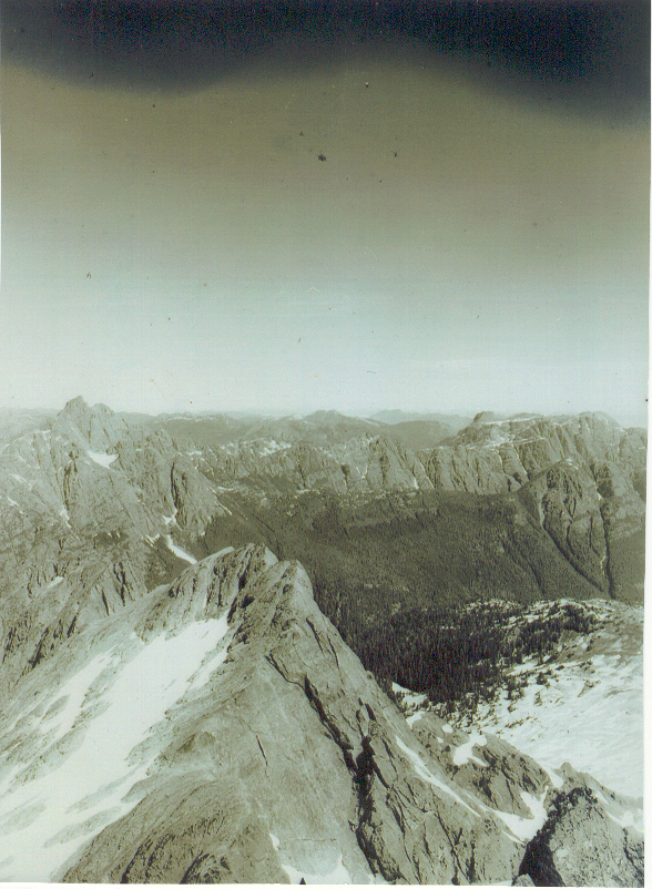 View from the summit of The Golden Hinde looking down on the Comb 1937.