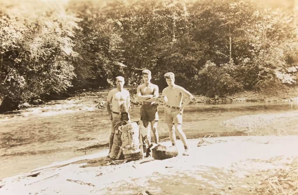 Brian Tobin, Cecil Frampton and Joe Andrews at the junction of Elk River and South Fork - Cecil Frampton photo.