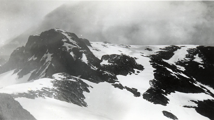 Looking back at the Comox Glacier from near Argus Mountain 1949 – Bill Bell photo.