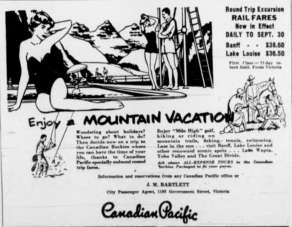 Enjoy a Mountain Vacation - ad for Canadian Pacific.