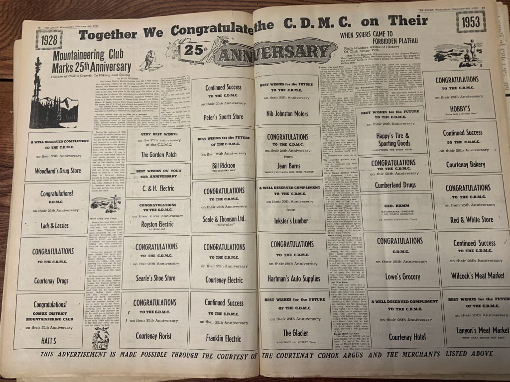 A two-page spread congratulating the CDMC on their 25th Anniversary: 1928 to 1953.