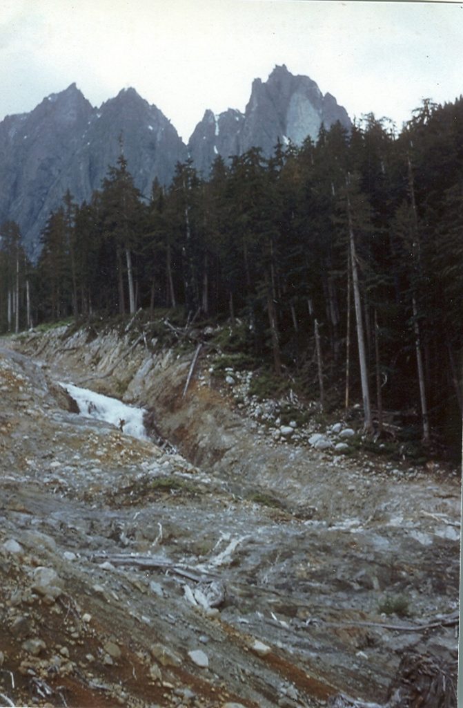 1954 Alpine Club of canada trip to Mount Colonel Foster. Nearing Landslide Lake via Elk River