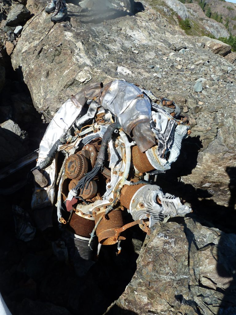 Remains of the RCAF Expediter aircraft which crashed on Mt. Arrowsmith in 1954 - Lindsay Elms photos.
