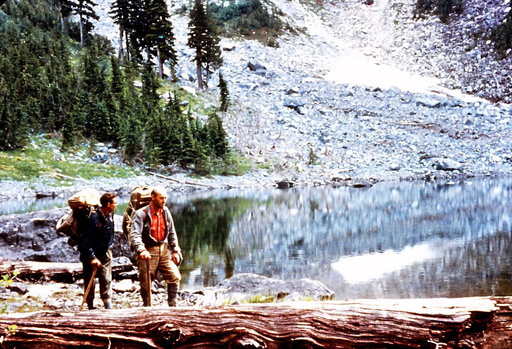Hiking into Mt. Colonel Foster 1957 - Karl Ricker photo.