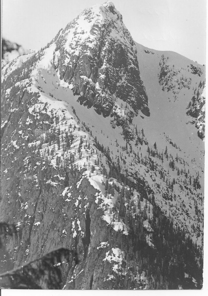 Puzzle Mountain seen from the slopes of Elkhorn 24 March 1968 – Alastair Watt photo.