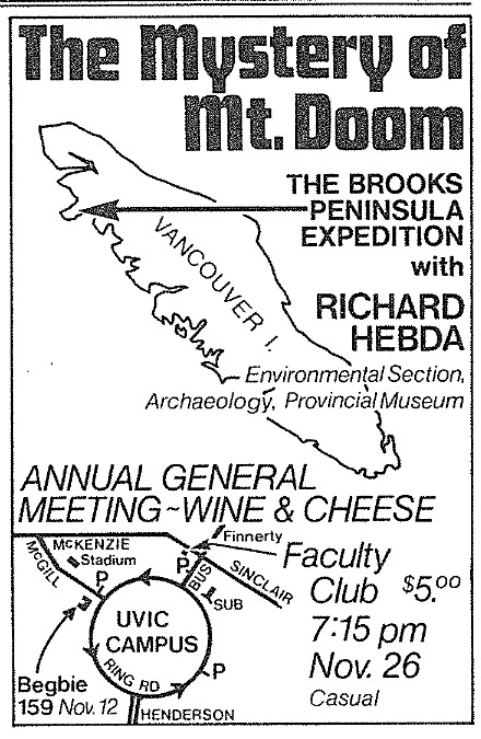 Text advertisement for a slide show and the Annual General Meeting, wine & cheese. 