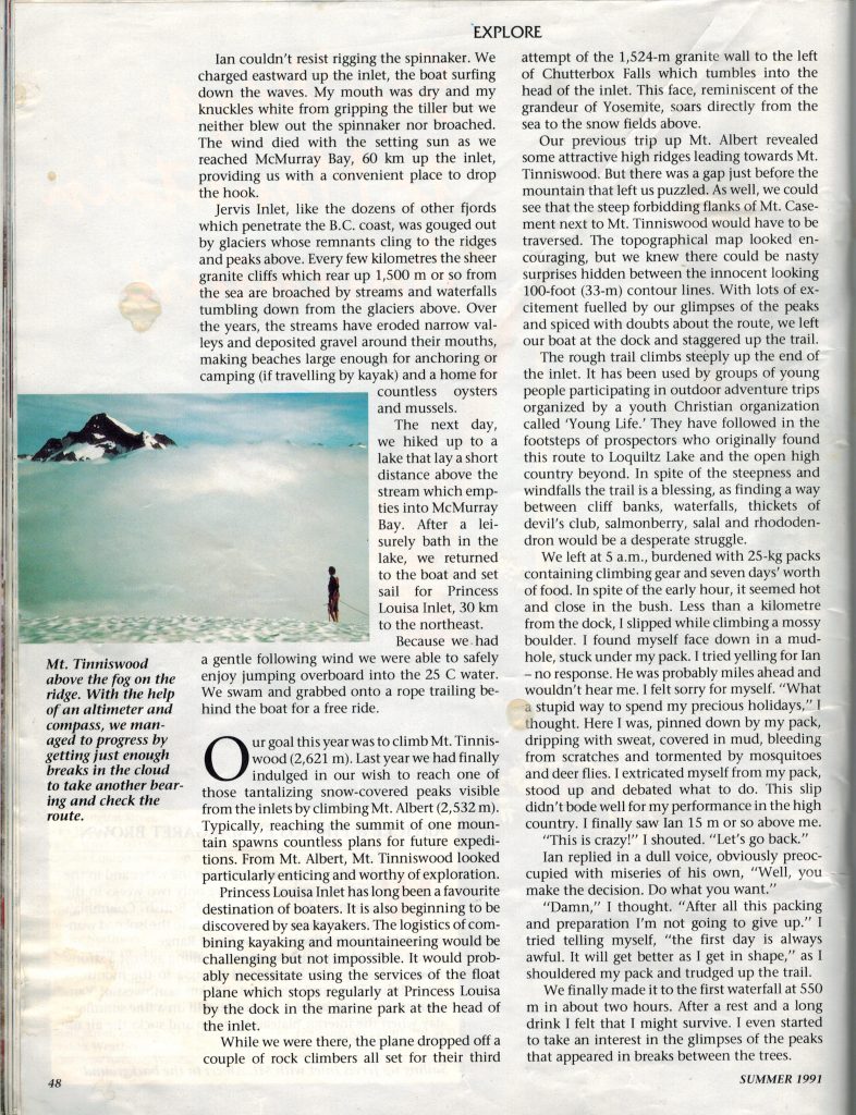 Page 3 of magazine article, “Sea Ways to Mountain Adventure.” 