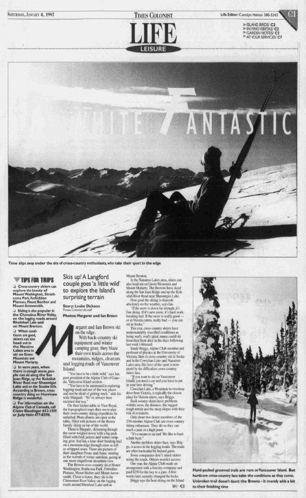 Islander Magazine, Sunday, January 4, 1997, article, “White fantastic.”