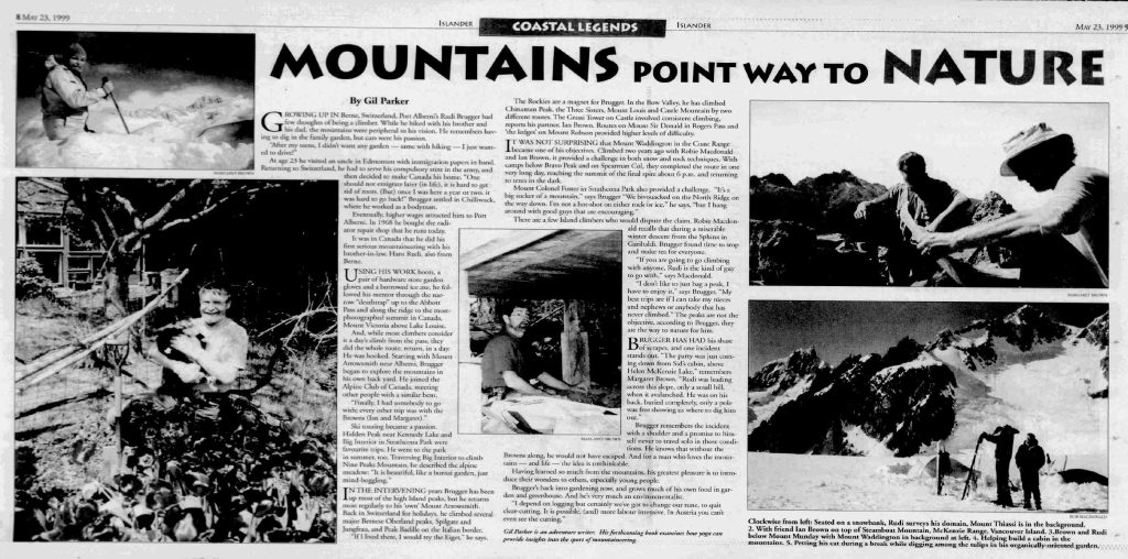 Islander Magazine, Sunday, May 23, 1999, article, “Mountains point way to nature.”