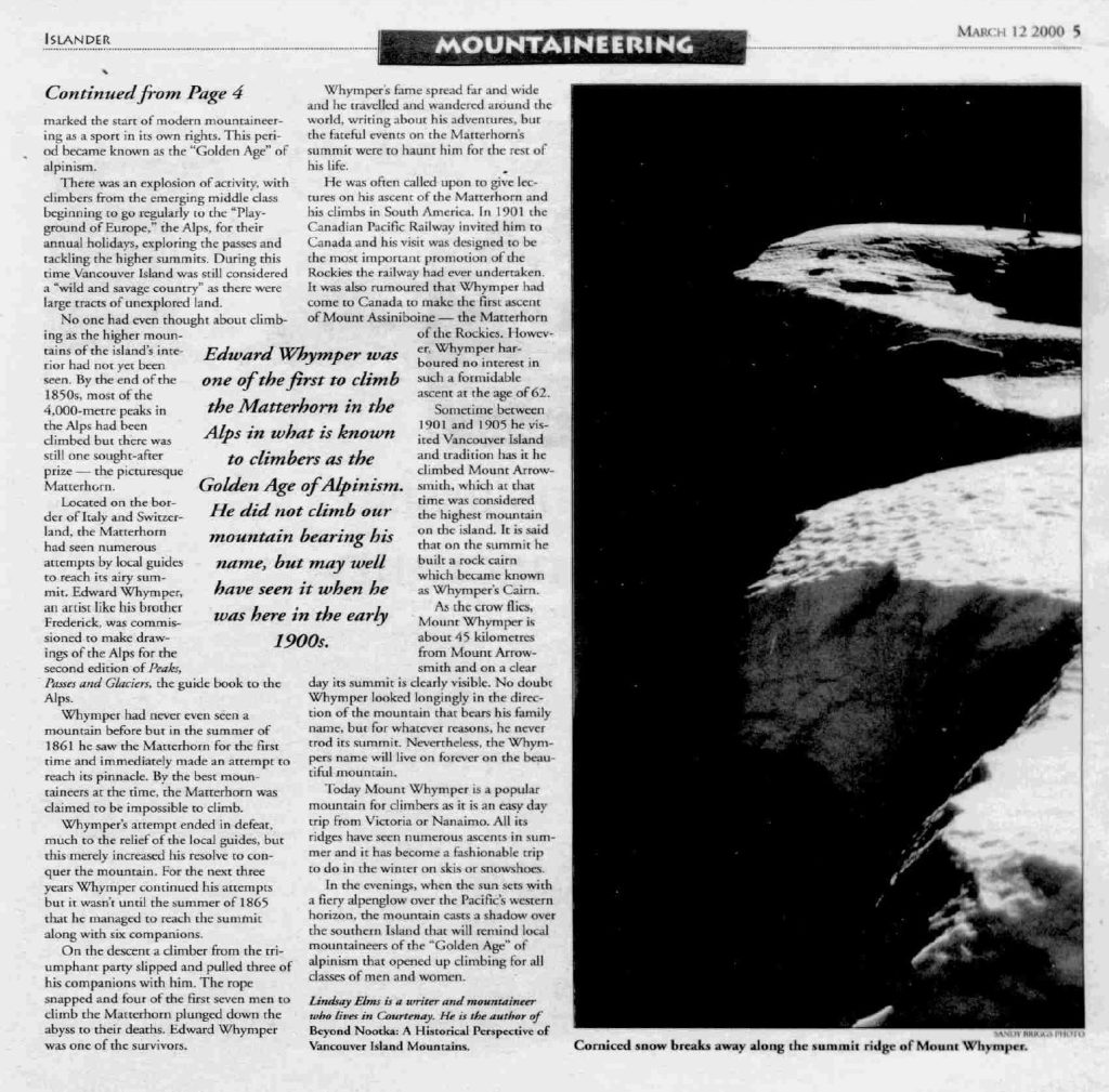 Islander Magazine, Sunday, March 12, 2000, article, “Highest south of the 49th” continued.