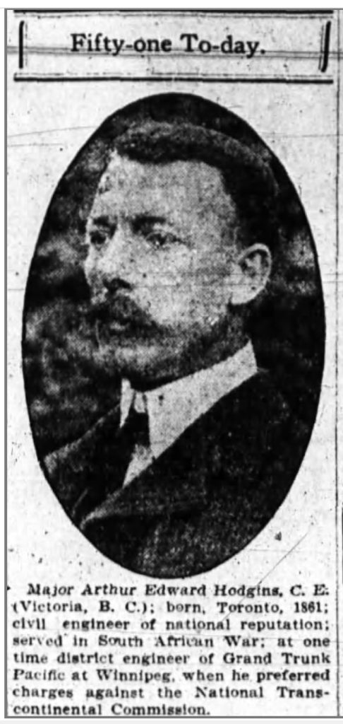 Arthur Edward Hodgins from The Ottawa Journal Monday, 15 April 1912, p.6.