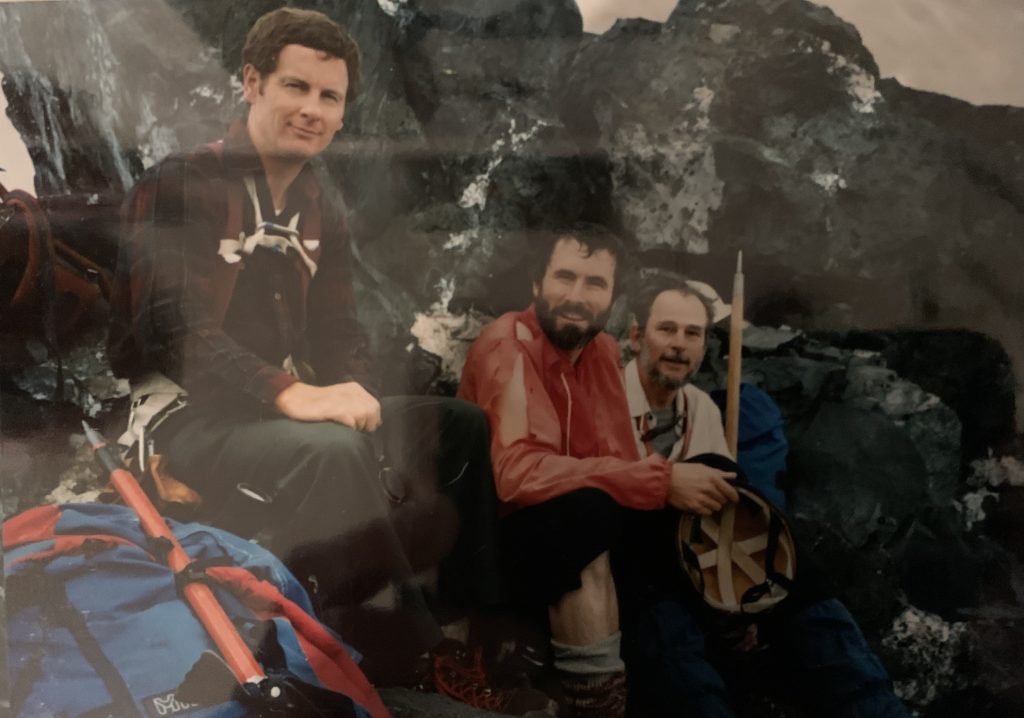 Chris Schrieber, Fred Put and Albert Hestler on the summit of Victoria Peak 1988 – Brian Money photo.