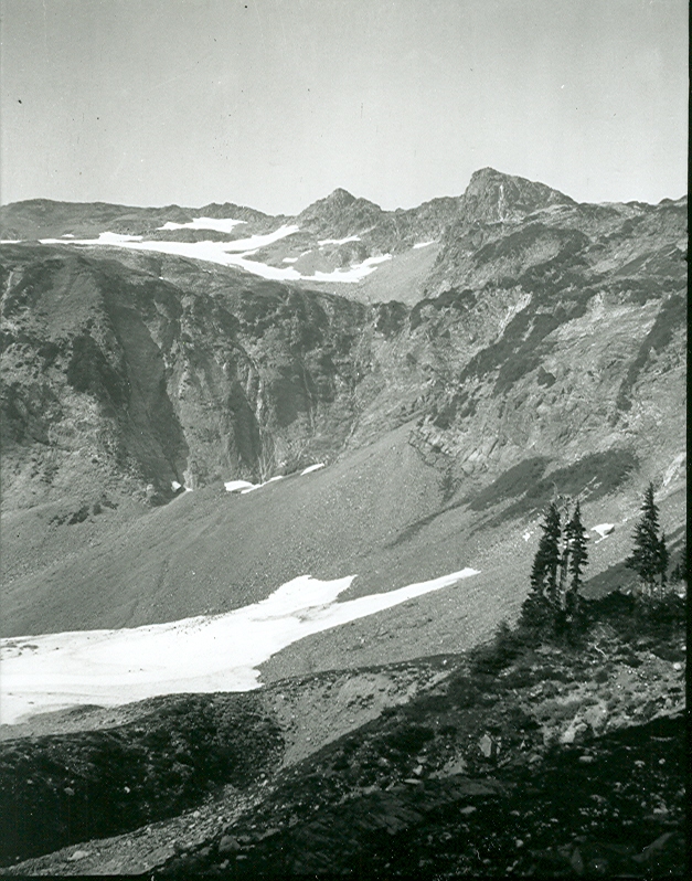 looking towards the summit of Big Interior Mountain and the basin 1907