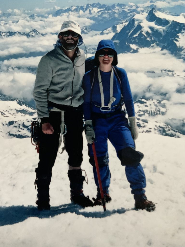 Brian Money and Nancy Dyer on the summit of Mt. Baker 1990 – Brian Money photo.