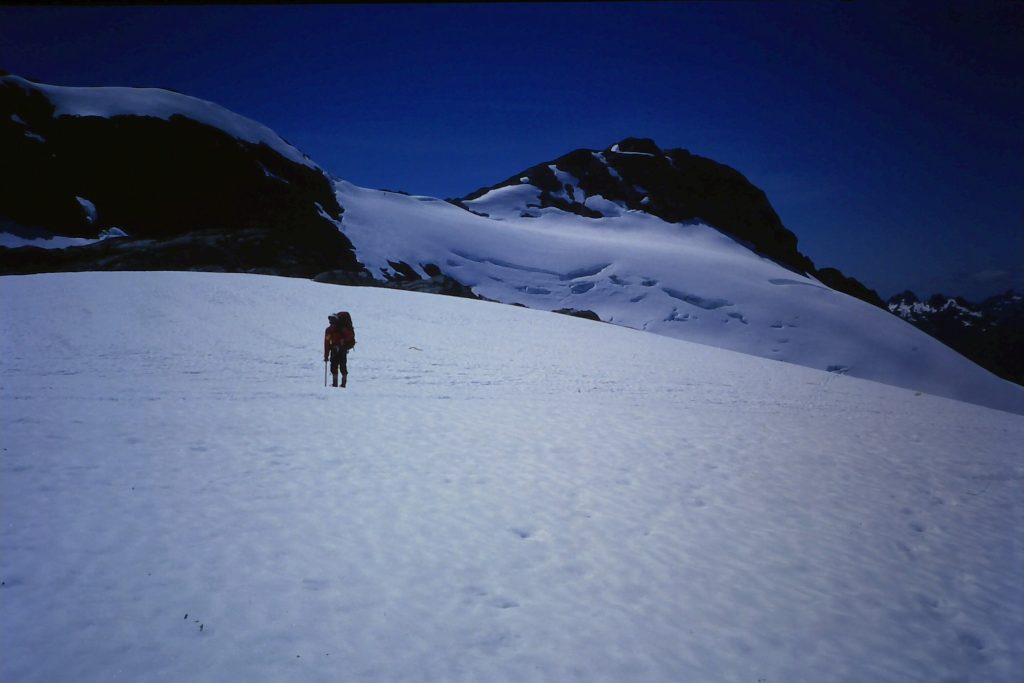 Descending Big Interior Mountain 1987 – Chris Schreiber photo.