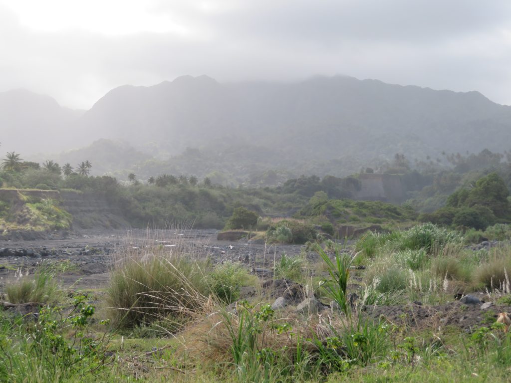 Looking at La Soufrière through the mist 2018 – Graham Maddocks photo.