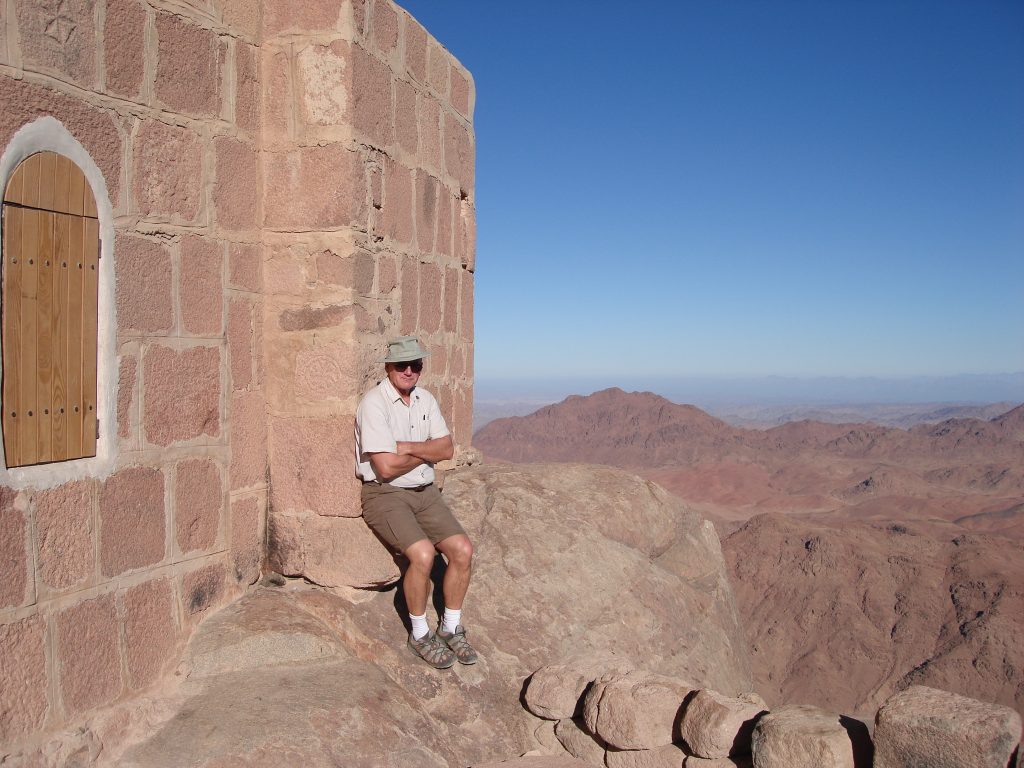 Graham Maddocks on the summit of Mt. Sinai in Egypt 2009 – Graham Maddocks photo.