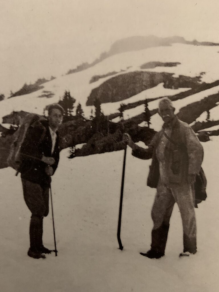 Harry Beadnell (right) and an unidentified man at Sunrise Lake