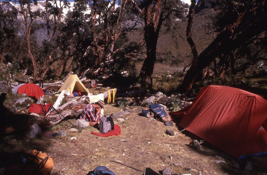 Basecamp for Alpamayo 1988 – Lindsay Elms photo.