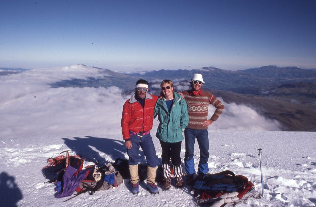 Lindsay Elms and friends on the summit of Cotopaxi 1986 – Lindsay Elms photo.