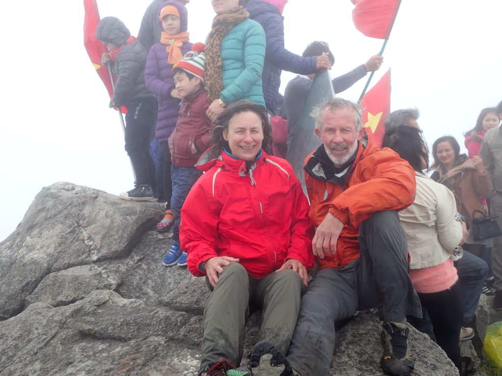 Lindsay Elms and Valerie Wootton on the summit of Fansipan 2016 – Valerie Wootton photo.