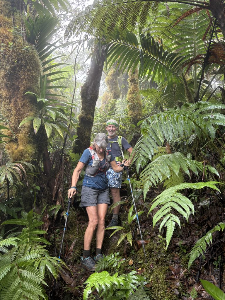 Val and Lindsay descending Mount Gimie - St. Lucia 2025 – Lindsay Elms photo.