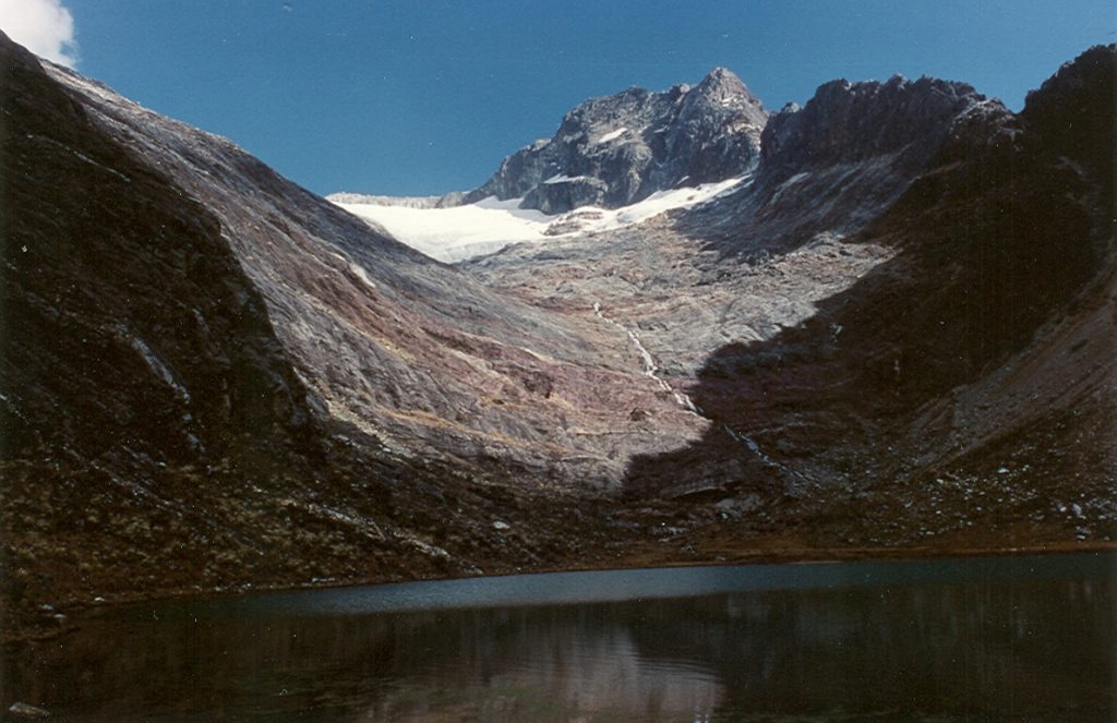 Pico Bonpland from basecamp 1994 – Lindsay Elms photo.