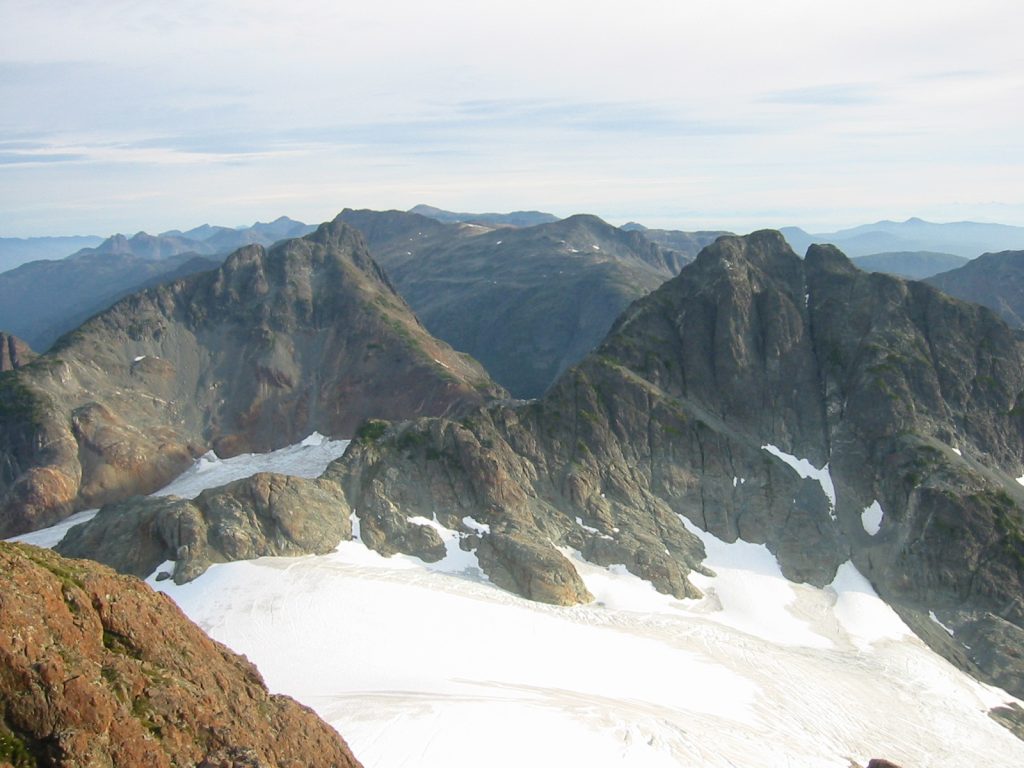 Mount Harmston and Argus Mountain from the summit of The Red Pillar – Lindsay Elms photo.