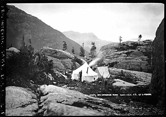 A Leonard Frank photos taken around Della Lake and the mine site circa 1912.