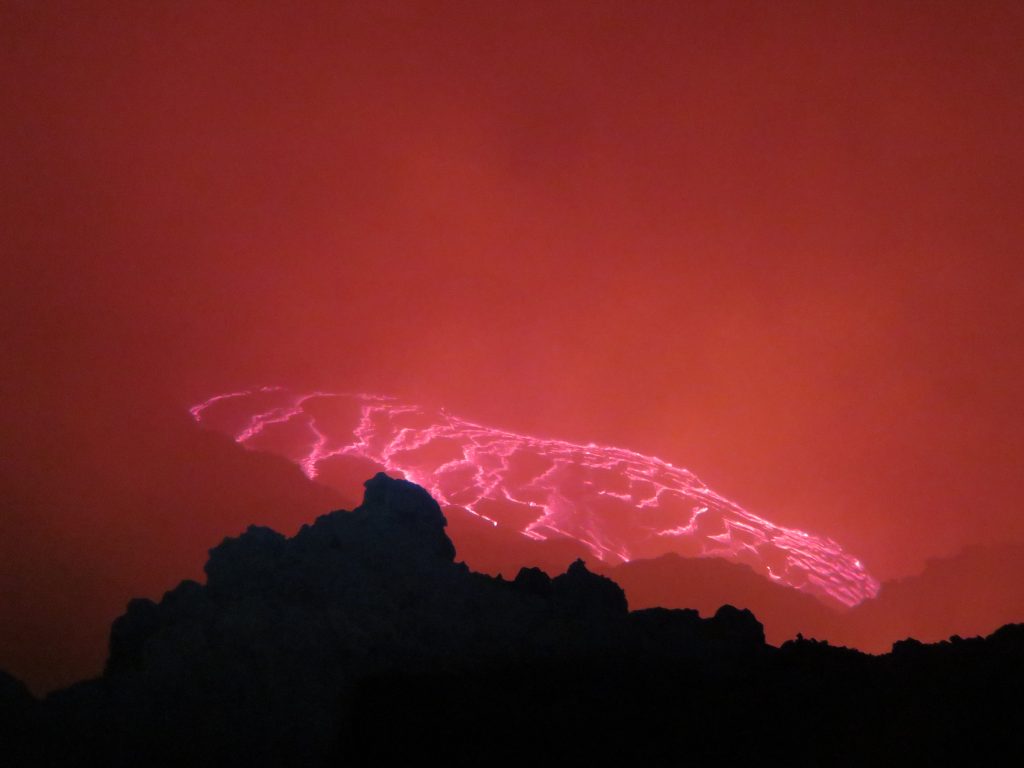 Red hot lava on Erta Ale in Ethiopia 2017 – Liz Williams photo.
