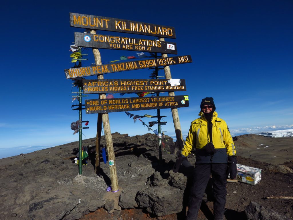 Liz Williams on the summit of Mt. Kilimanjaro – 2014 – Liz Williams photo.