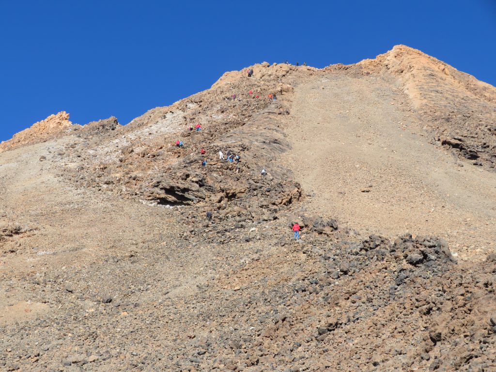 Looking up towards the summit of Mt. Teide 2021 – Liz Williams photo.