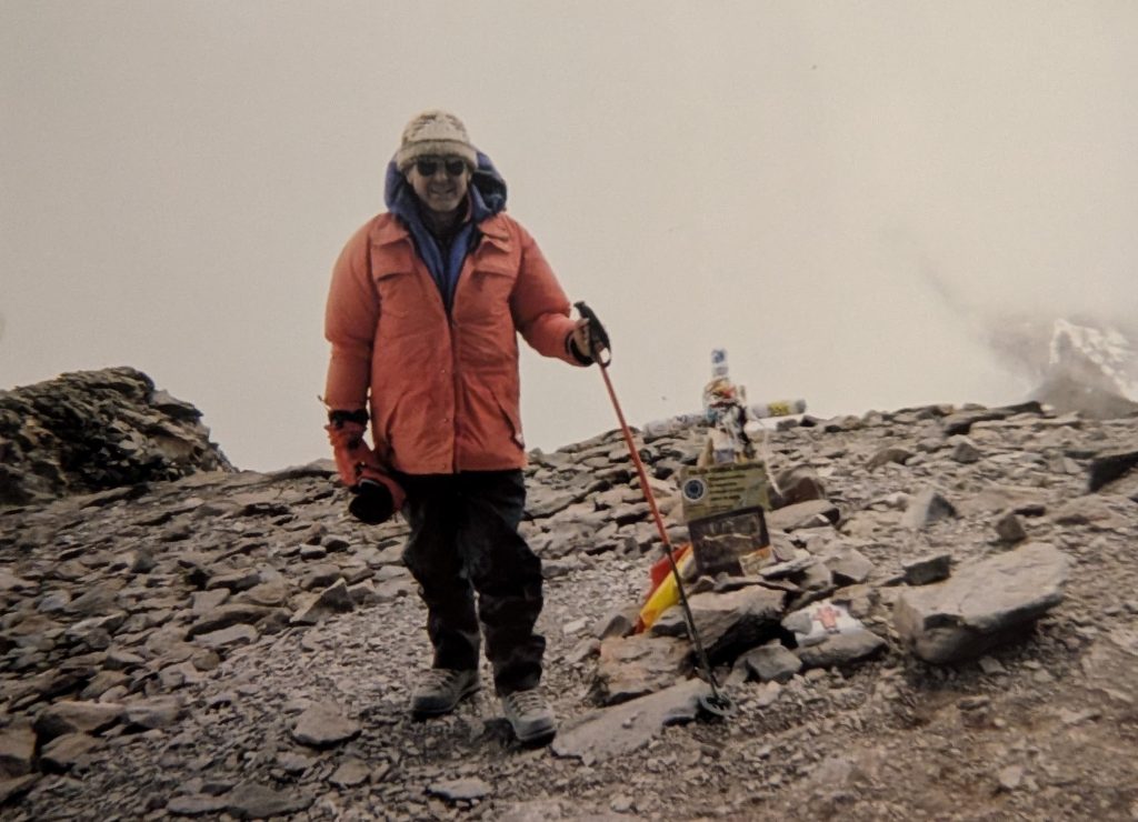 Mike Hubbard on the summit of Aconcagua in Argentina 2001 – Mike Hubbard photo.