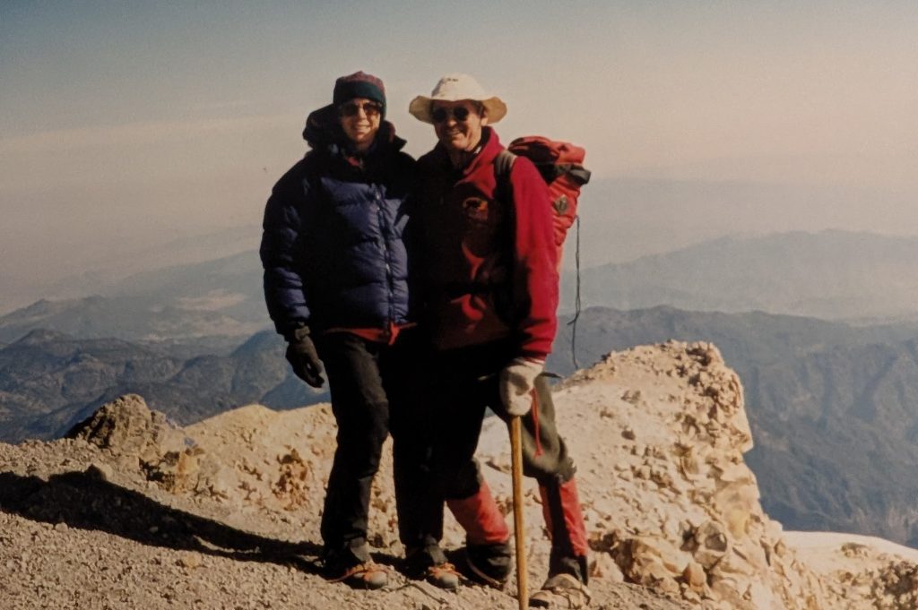 Sylvia Moser and Mike Hubbard on the summit of Pico de Orizaba 2000 – Mike Hubbard photo.