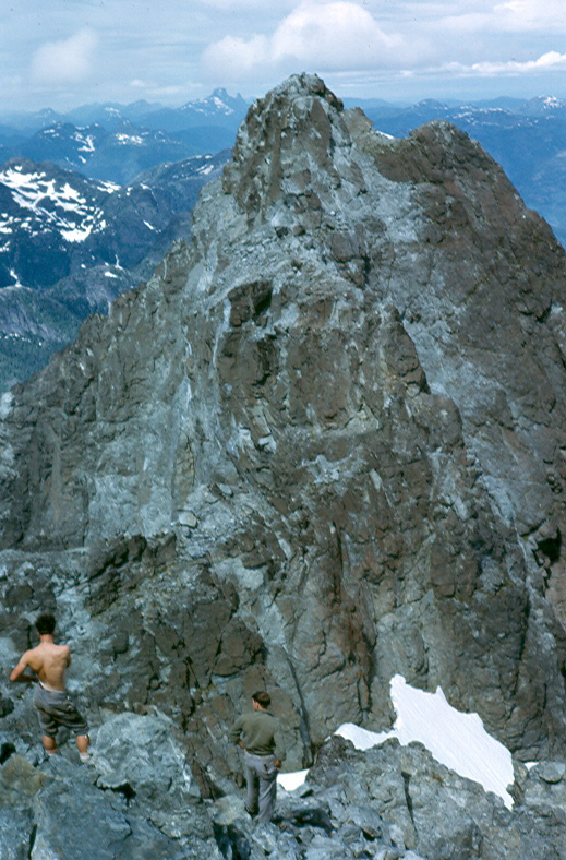 On the Southeast Summit of Mt. Colonel Foster looking towards the Southwest Summit, August 1, 1966 - Ralph Hutchinson photo.