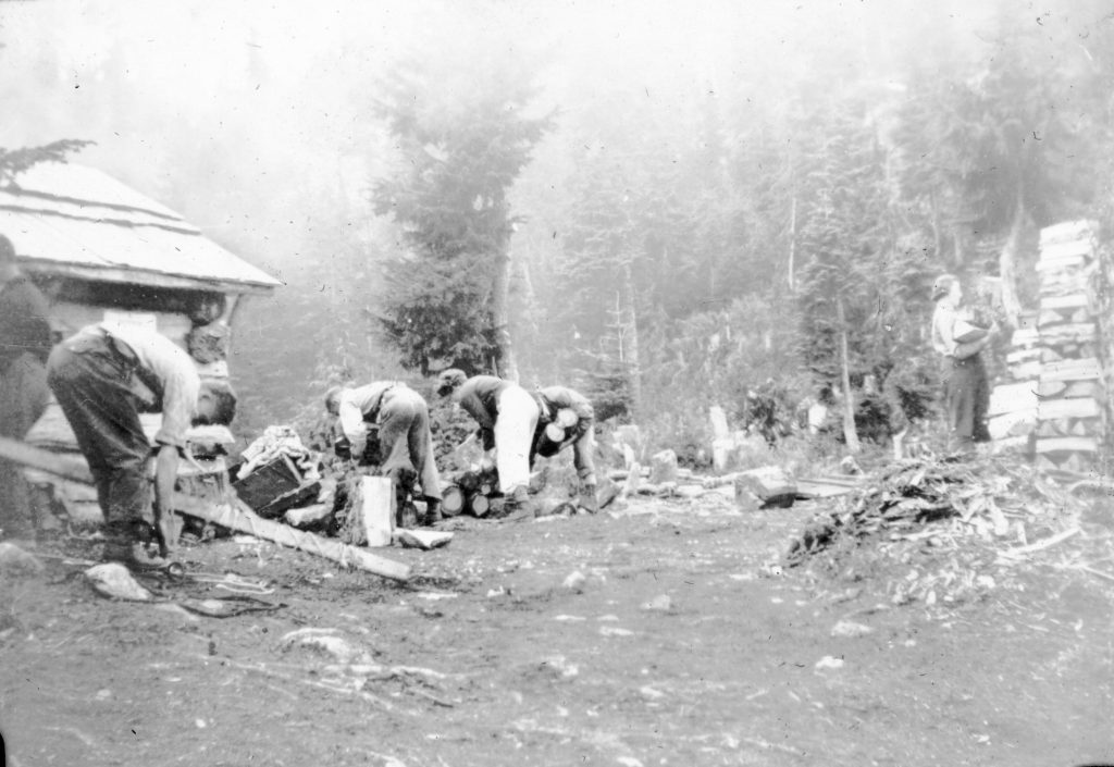 A work party at the Becher cabin 1939.