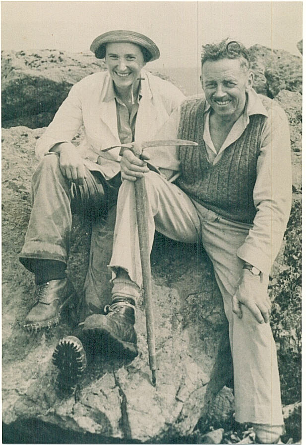 Ethne and Rex Gibson on the summit of Mt. Whymper 1949