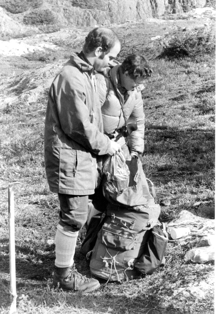 Ron Facer and Ruth Masters on Mt. Arrowsmith 1973.