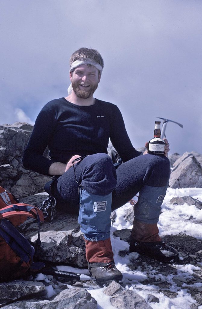 Don Berryman on the summit of The President in Yoho 1988 – Sandy Brigs photo.