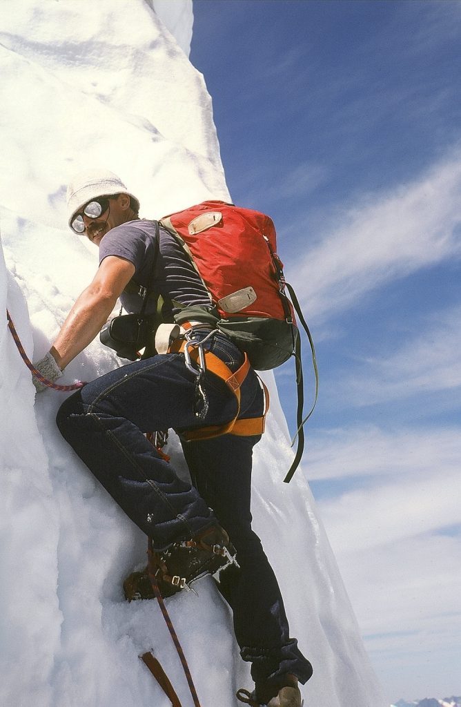 John Pratt on Mt. Challenger (WA) 1985 – Sandy Briggs photo.