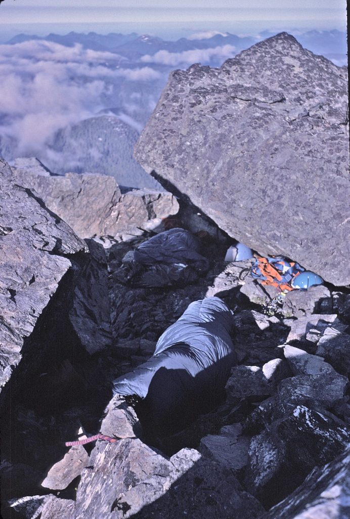 The bivvy site on Mt. Colonel Foster during Sandy Briggs and Ignaz Fluri’s climb of “Shunts Utopia” – Sandy Briggs photo.