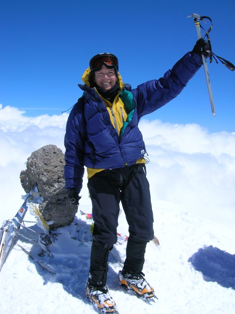 Sylvia Moser on the summit of Mt. Elbrus 2007 – Sylvia Moser photo.