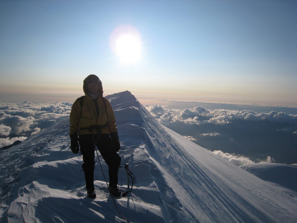 Sylvia Moser on the summit of Mont Blanc in France 2006 – Sylvia Moser photo.